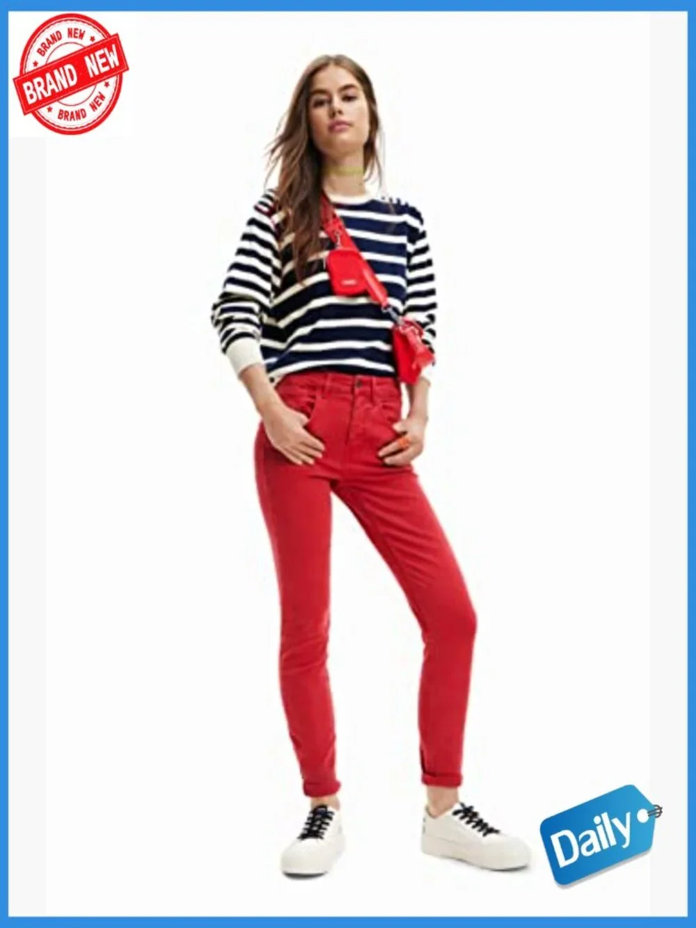 Mid Rise Straight Leg Jeans Ankle Length 100% Cotton Zipper Fly - Picture 5 of 6